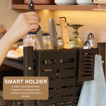 2-Tier Expandable Microwave Oven Rack, With Hooks.
