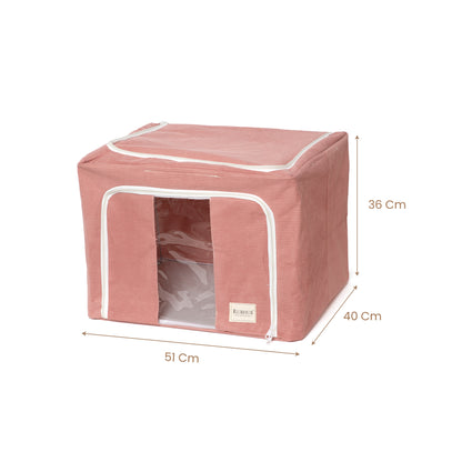 Stackable Couduroy Fabric Cloth Storage Box- Pink