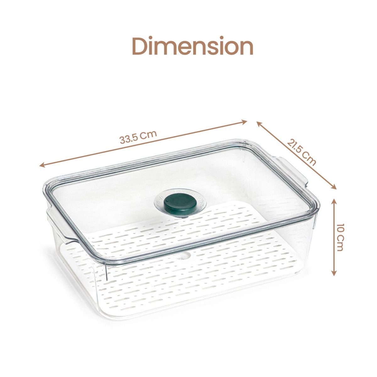 Air Tight Fridge Container with Drain Tray & Marker - Medium - RUBHUB
