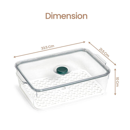 Air Tight Fridge Container with Drain Tray & Marker - Medium - RUBHUB