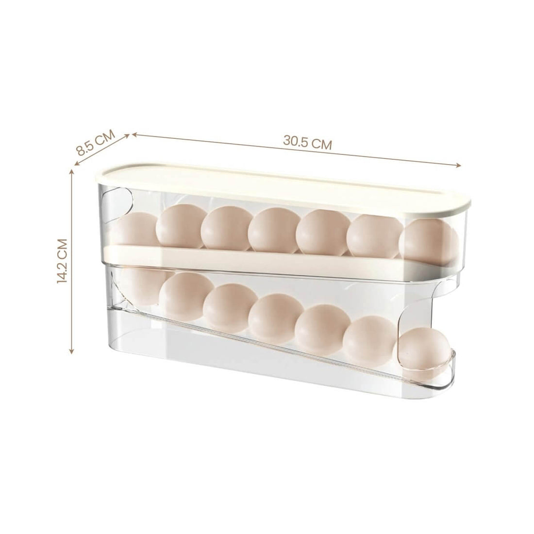 Auto Rolling Egg Dispenser Organizer - 12 Eggs Holder - RUBHUB