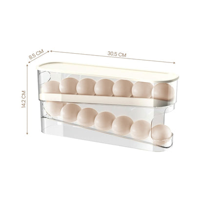 Auto Rolling Egg Dispenser Organizer - 12 Eggs Holder - RUBHUB