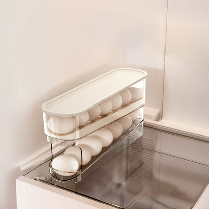 Auto Rolling Egg Dispenser Organizer - 12 Eggs Holder - RUBHUB