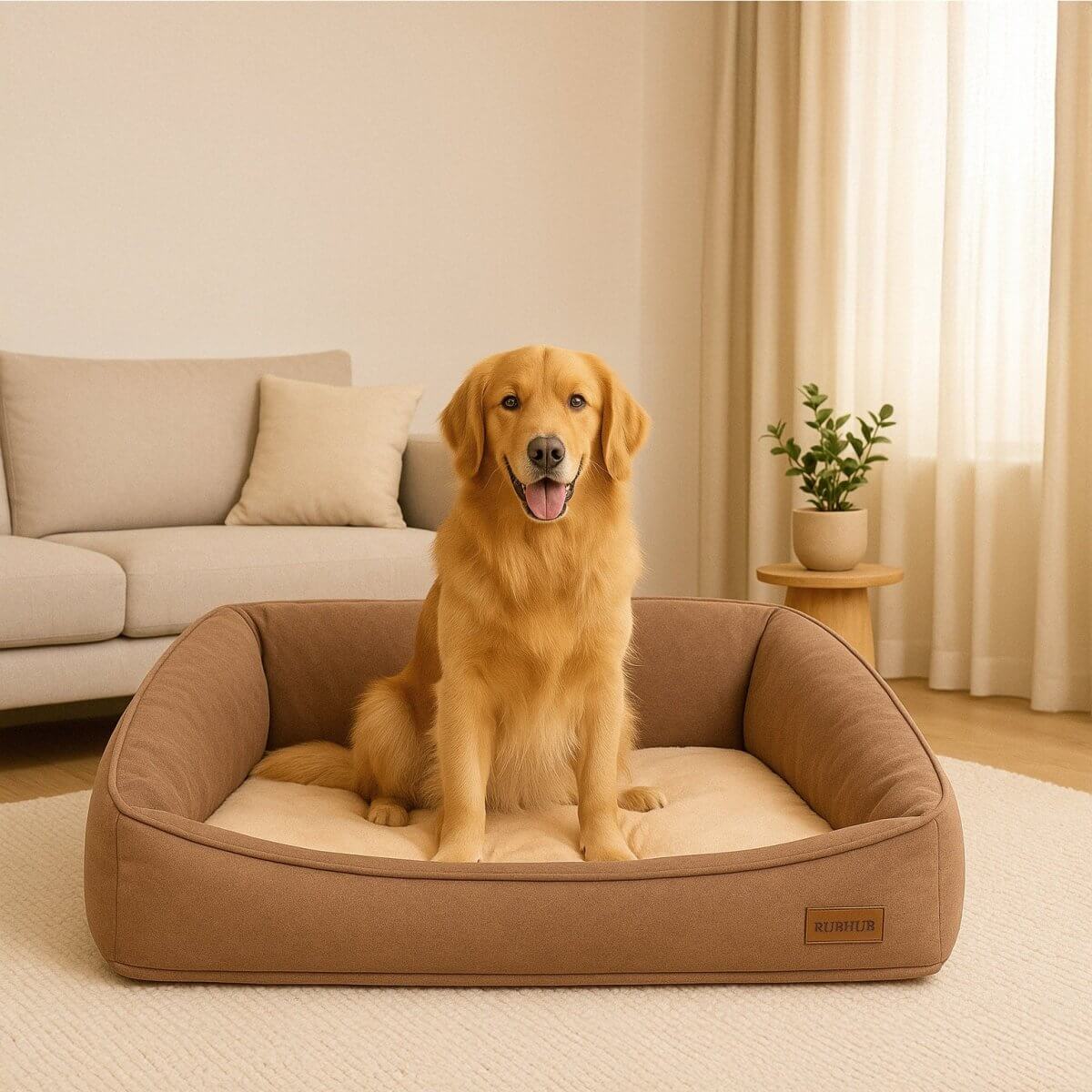 Beige Orthopedic Sofa - Style Pet Bed, Waterproof & Stain - Resistant (Large) - RUBHUB