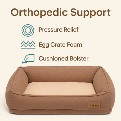 Beige Orthopedic Sofa - Style Pet Bed, Waterproof & Stain - Resistant (Medium) - RUBHUB