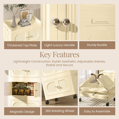 Collapsible 3 - layer Storage Cabinet with magnetic doors - RUBHUB