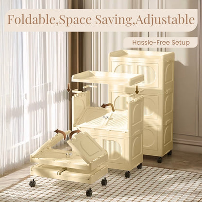 Collapsible 3 - layer Storage Cabinet with magnetic doors - RUBHUB