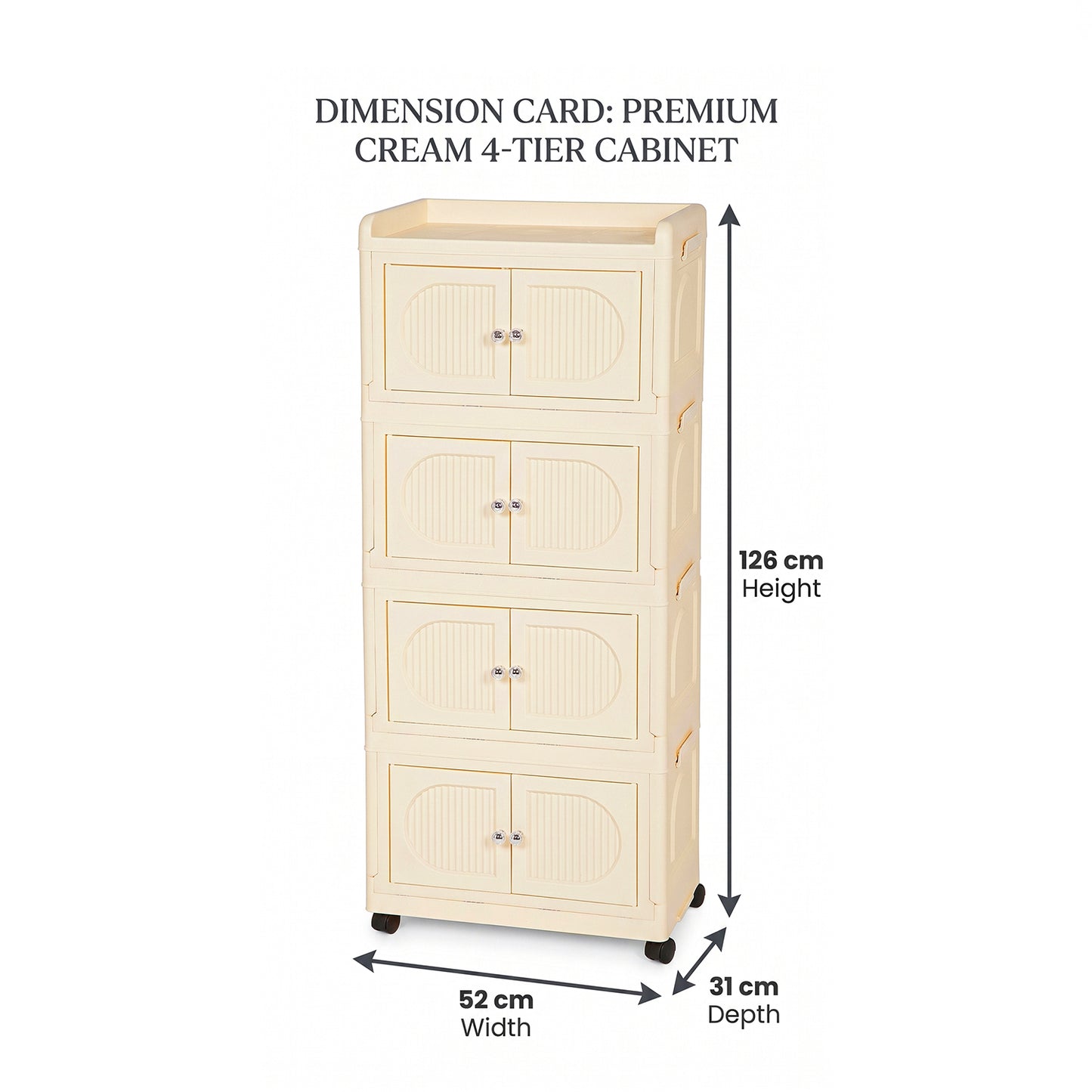 Collapsible 4-layer Storage Cabinet - dimensions card