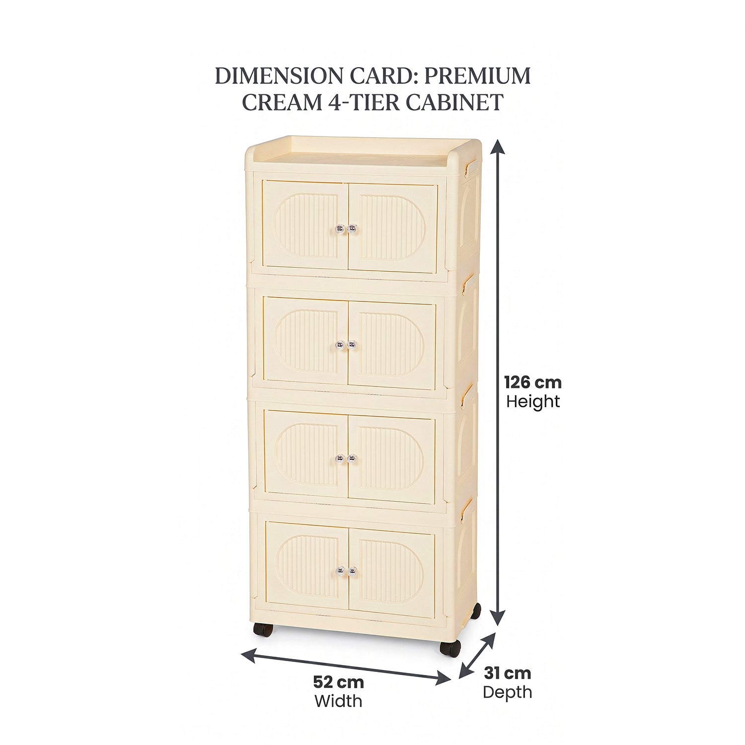 Collapsible 4-layer Storage Cabinet - dimensions card