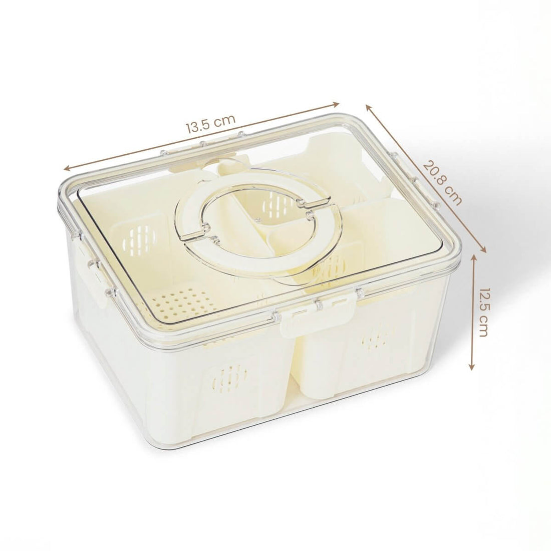Fridge Container Storage Box with 3 Separate Sections - RUBHUB