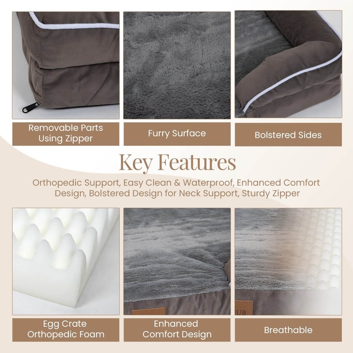 Grey Orthopedic Sofa - Style Pet Bed, Waterproof & Stain - Resistant (Medium) - RUBHUB