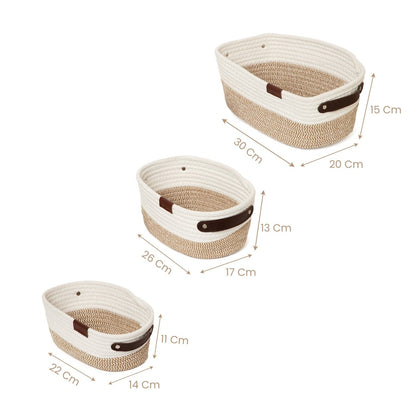 Handmade Cotton Rope Grey Storage Baskets (Set of 3) - RUBHUB