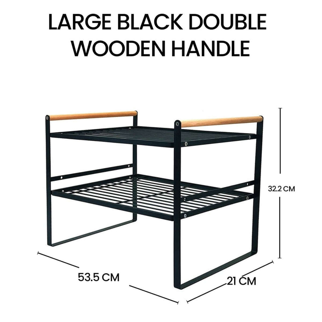 Kitchen Shelf Organizer with Wooden Handles - black - RUBHUB