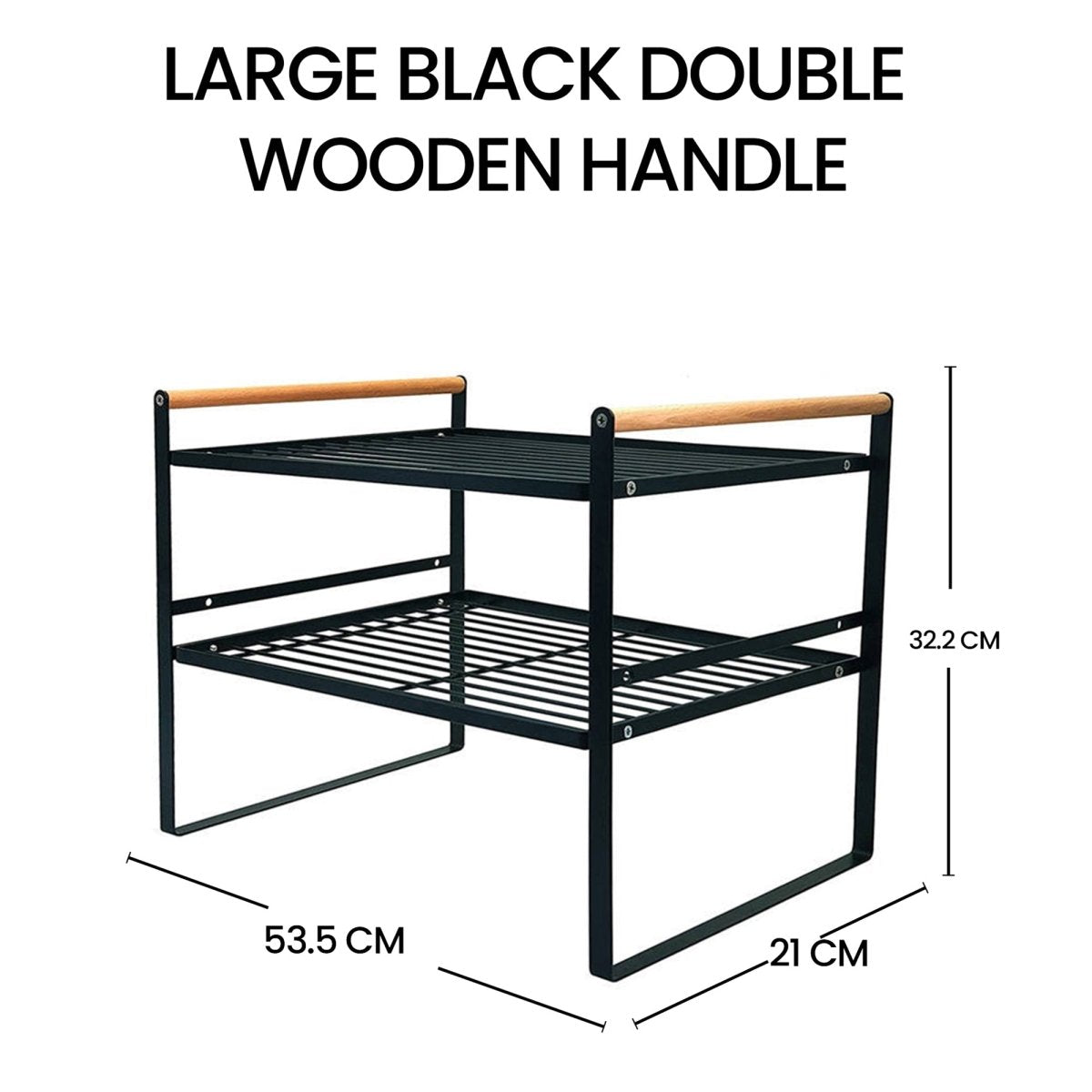 Kitchen Shelf Organizer with Wooden Handles - black - RUBHUB