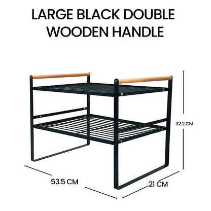 Kitchen Shelf Organizer with Wooden Handles - black - RUBHUB