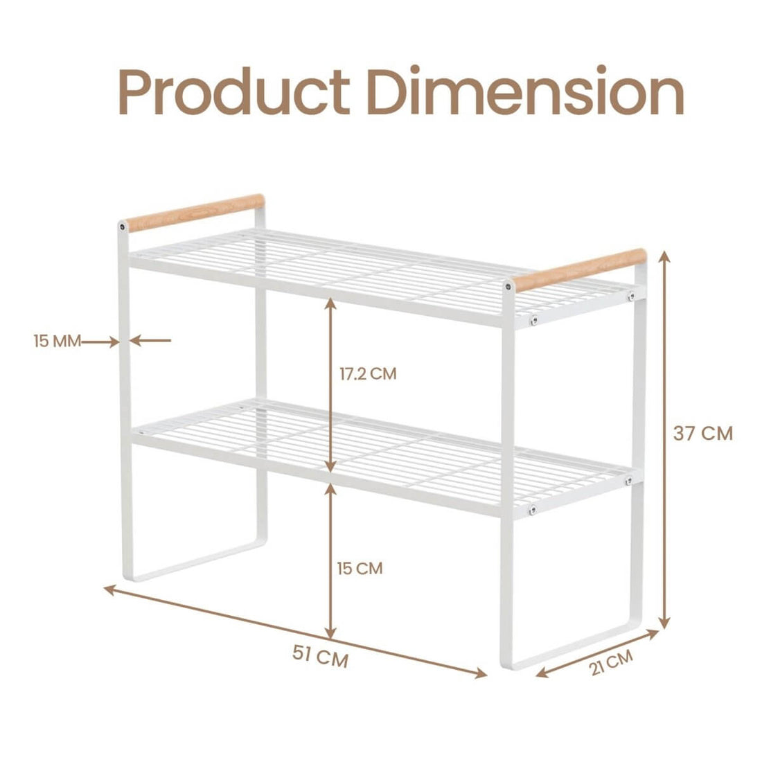 Kitchen Shelf Organizer with Wooden Handles - white - RUBHUB