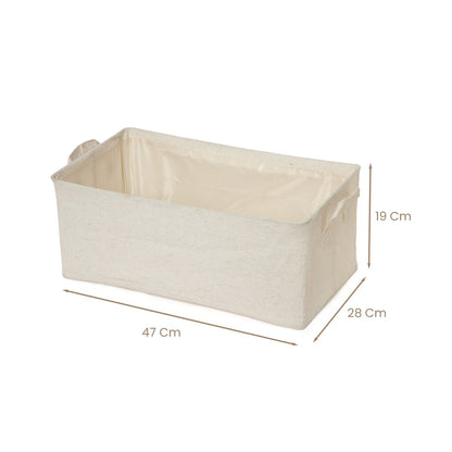 Minimal Canvas Fabric Cloth Storage Box - Cream - RUBHUB