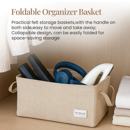 Multipurpose Beige Storage Box With Handles - RUBHUB