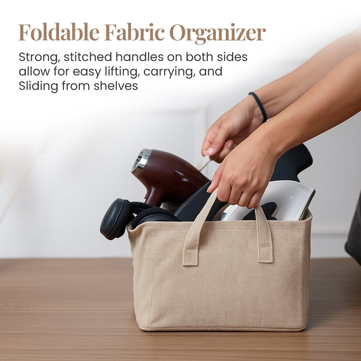 Multipurpose Beige Storage Box With Handles - RUBHUB