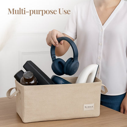 Multipurpose Beige Storage Box With Handles - RUBHUB