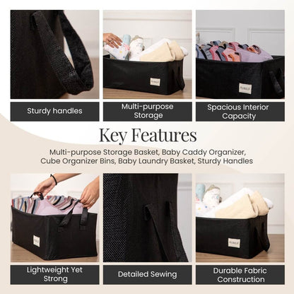 Multipurpose Black Storage Box With Handles - RUBHUB