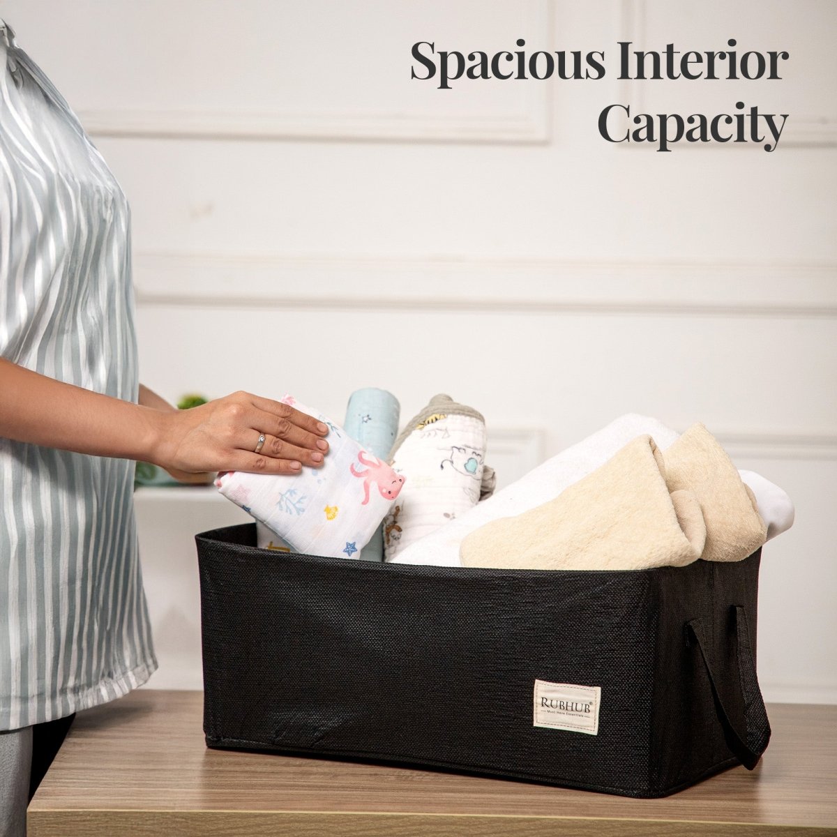 Multipurpose Black Storage Box With Handles - RUBHUB