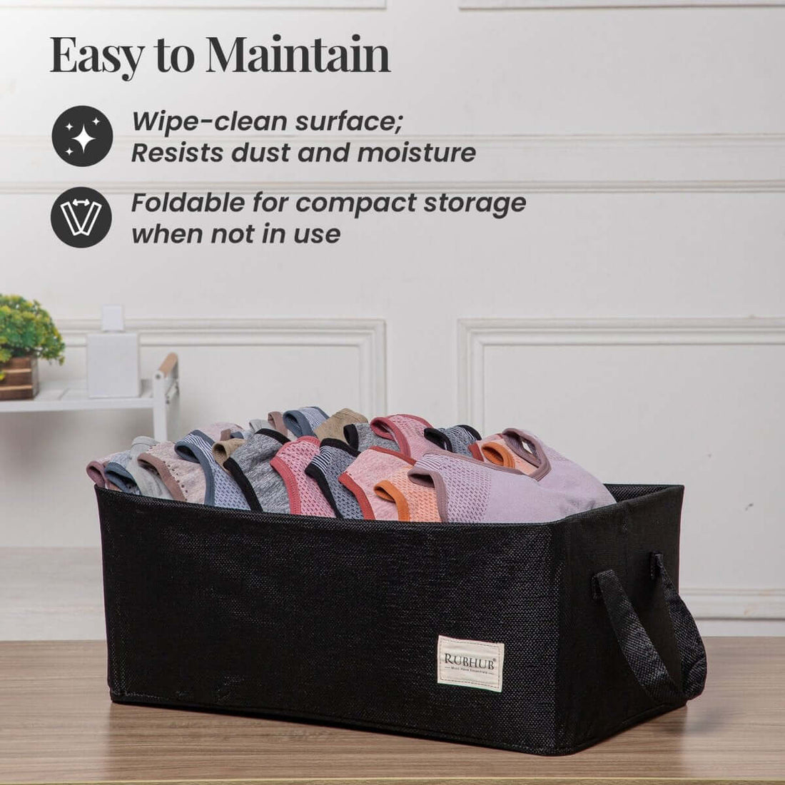 Multipurpose Black Storage Box With Handles - RUBHUB