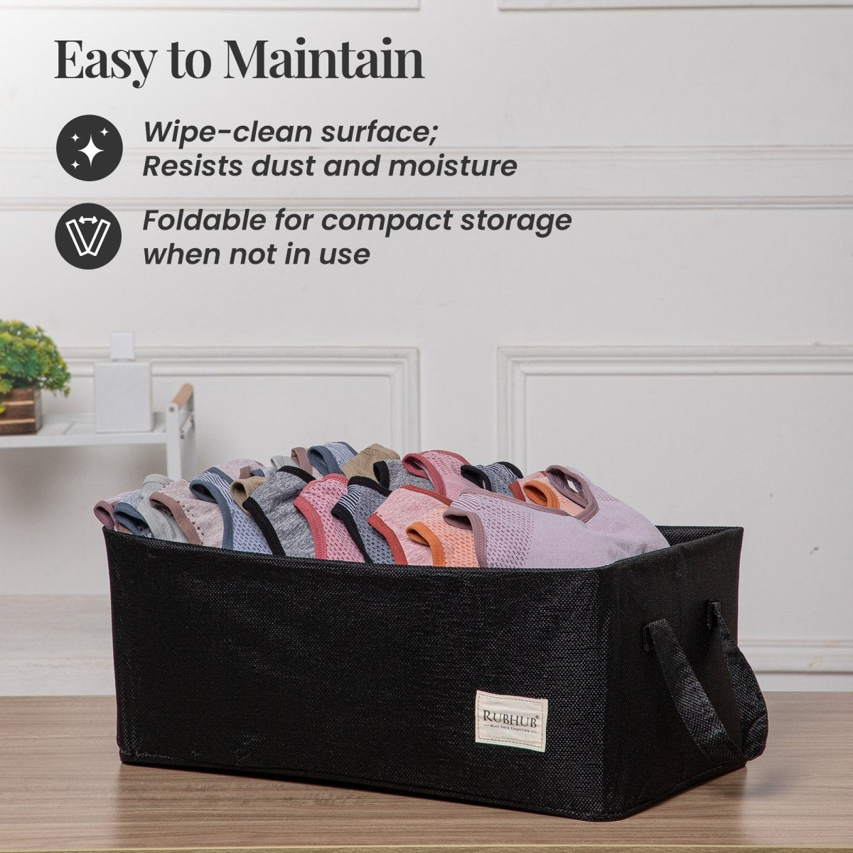 Multipurpose Black Storage Box With Handles - RUBHUB