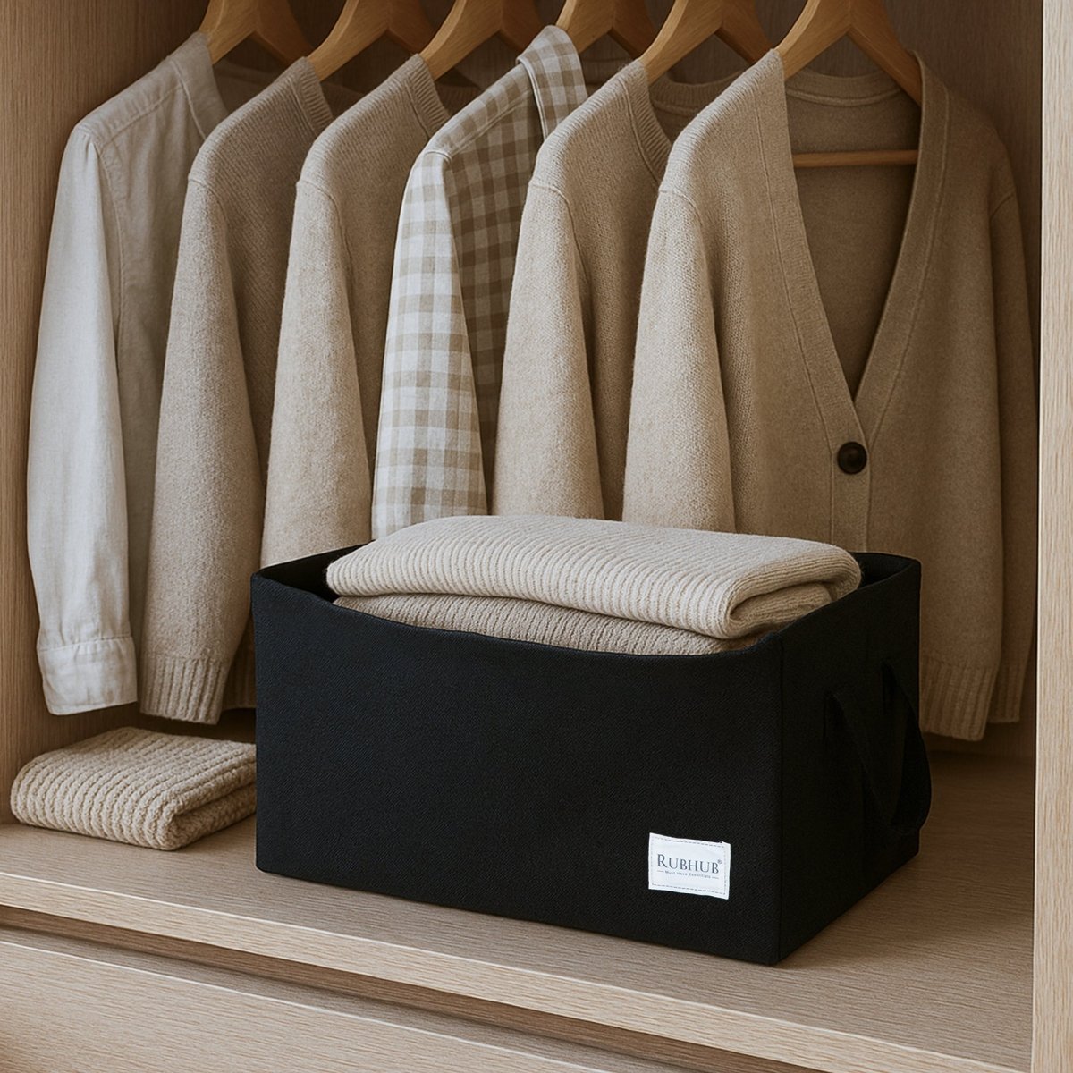 Multipurpose Black Storage Box With Handles - RUBHUB