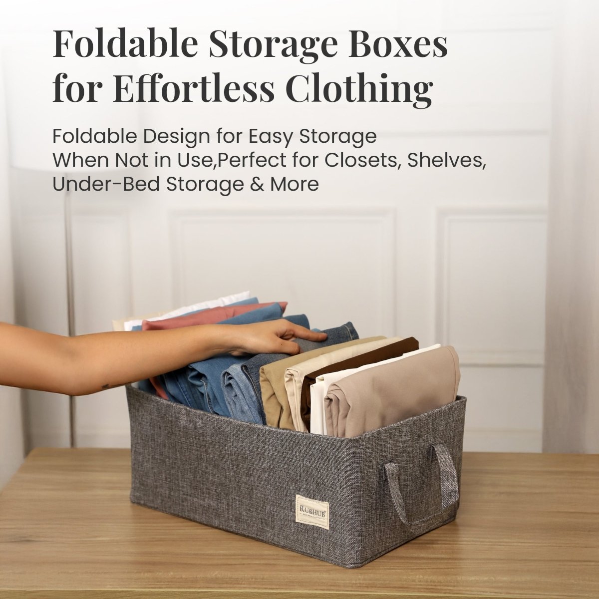 Multipurpose Grey Storage Box With Handles - RUBHUB