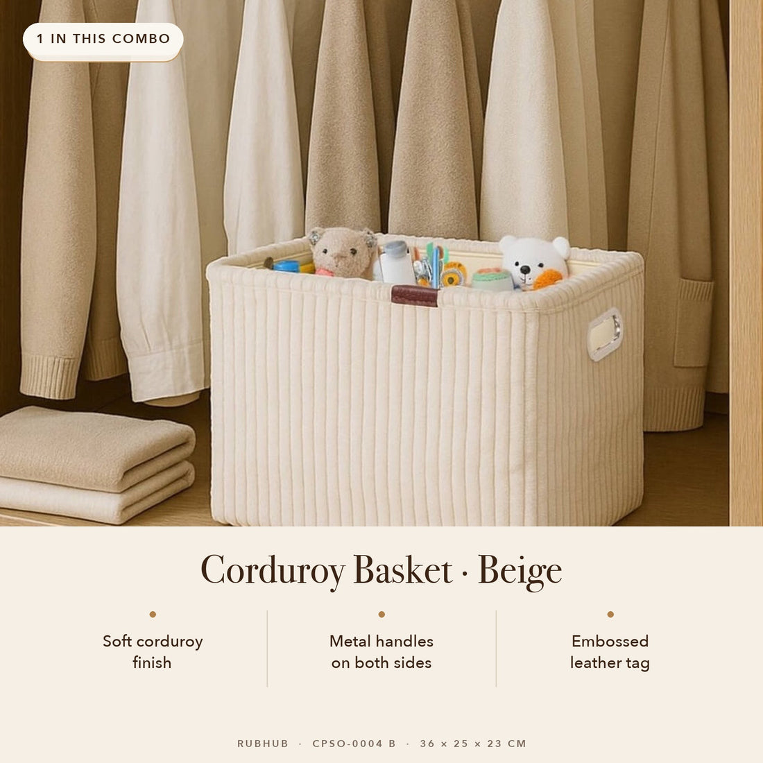 RUBHUB Bedroom & Bath Combo – beige corduroy basket