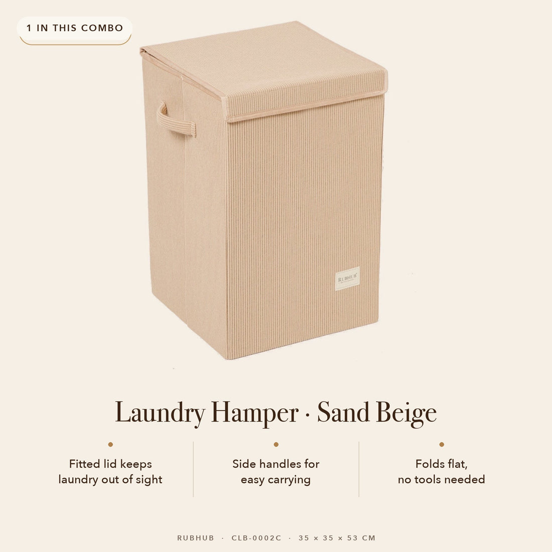 RUBHUB Bedroom Starter Combo – sand beige laundry hamper