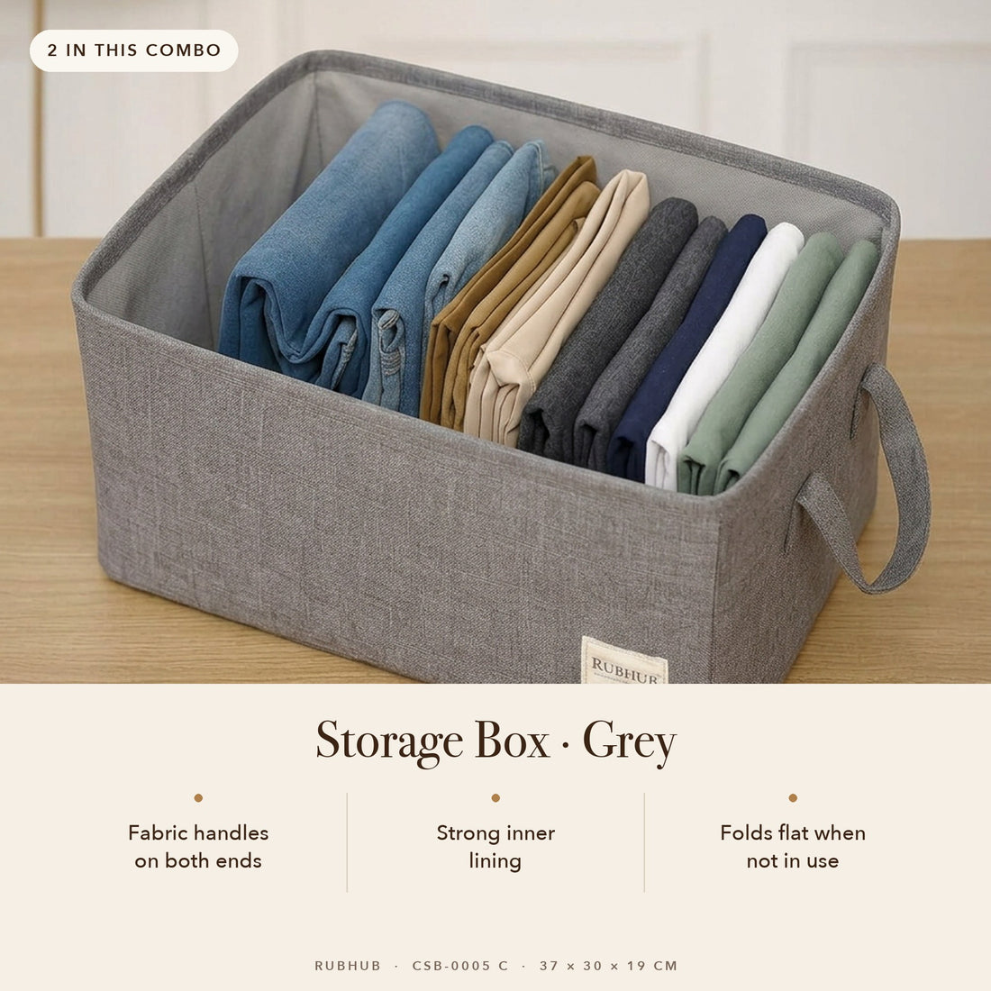 RUBHUB Storage Box Duo – grey multipurpose storage box