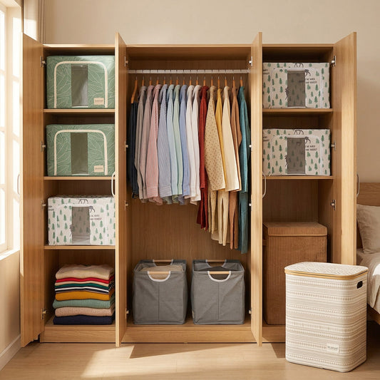 RUBHUB Family Wardrobe Combo – all 9 pieces arranged at home
