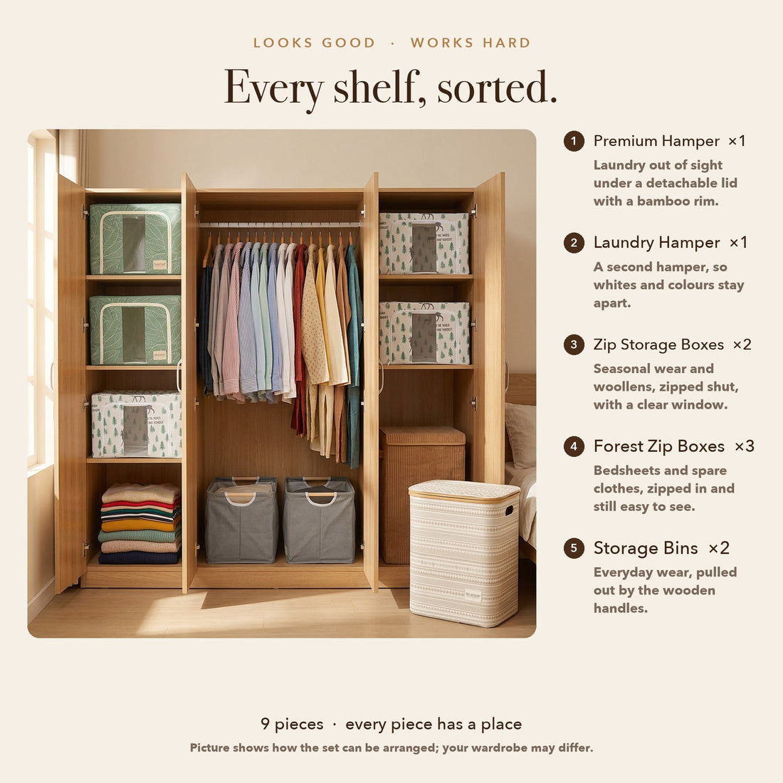 RUBHUB Family Wardrobe Combo – every shelf sorted