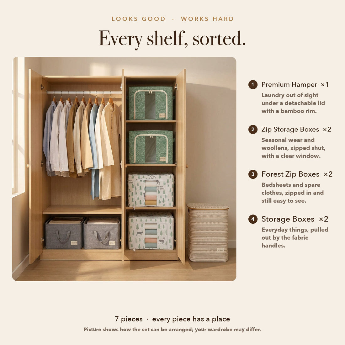 RUBHUB Premium Wardrobe Combo (7 pieces) – every shelf sorted
