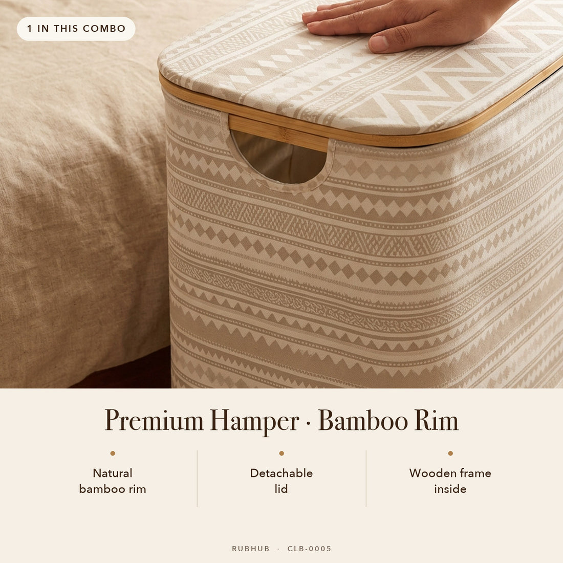 RUBHUB Premium Wardrobe Combo (8 pieces) – premium bamboo-rim laundry hamper