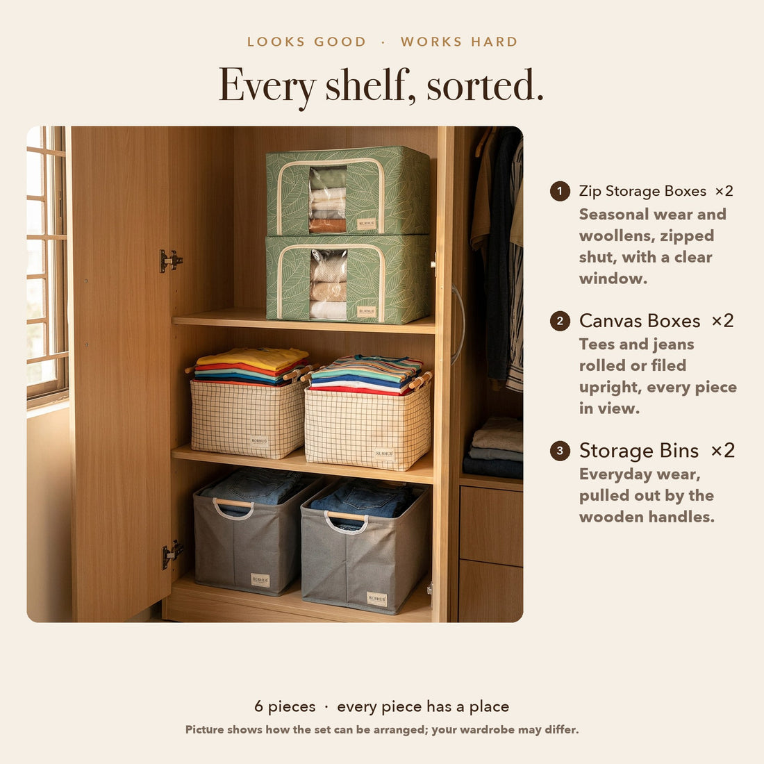 RUBHUB Wardrobe Combo – every shelf sorted