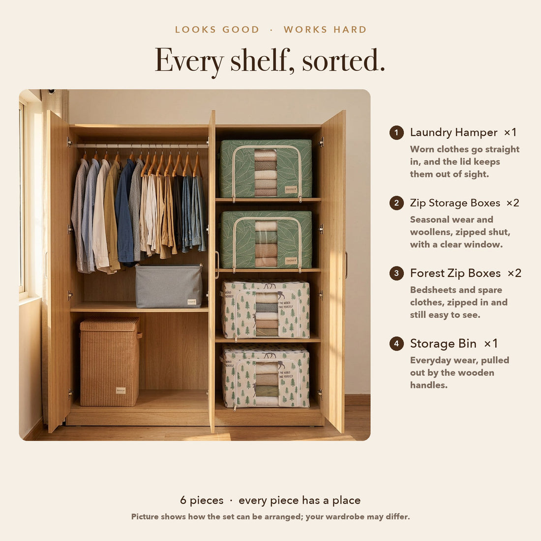 RUBHUB Wardrobe & Laundry Combo – every shelf sorted