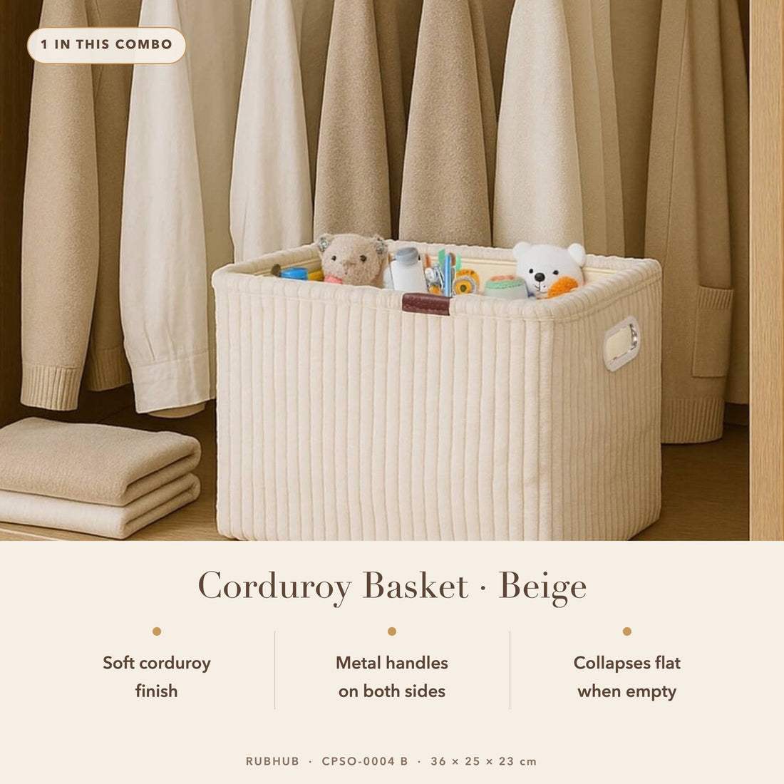 RUBHUB Complete Wardrobe Combo – beige corduroy basket