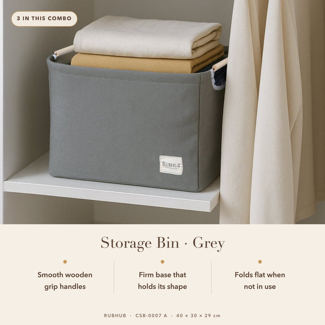 RUBHUB Complete Wardrobe Combo – grey storage bin
