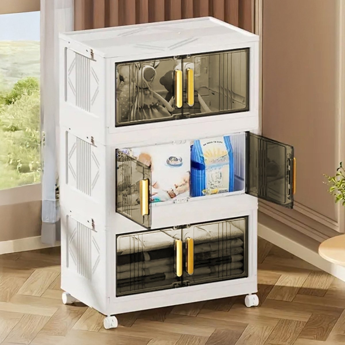 Stackable 3 - layer Transparent Storage Cabinet - RUBHUB