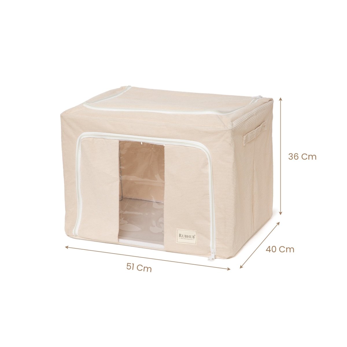 Stackable Corduroy Fabric Cloth Storage Box - Beige - RUBHUB