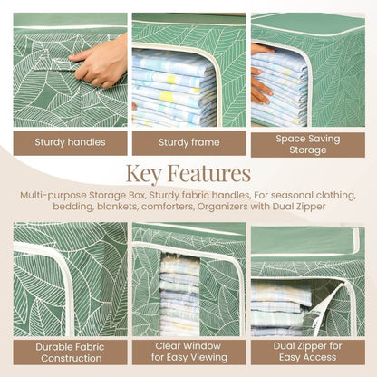 Stackable Green Leaf Cloth Storage Box for Functional Organizer - RUBHUB