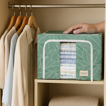 Stackable Green Leaf Cloth Storage Box for Functional Organizer - RUBHUB
