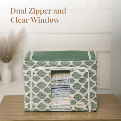 Stackable Green Leaf Cloth Storage Box for Functional Organizer - RUBHUB