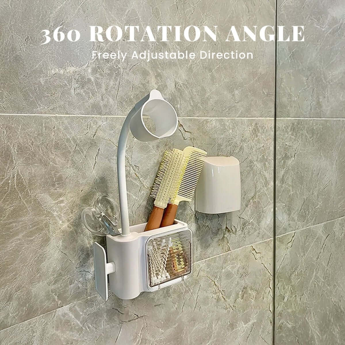 Wall Mounted Hair Dryer Holder - 360 Rotation - RUBHUB