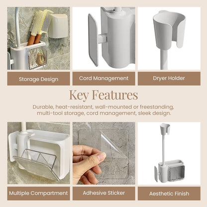 Wall Mounted Hair Dryer Holder - 360 Rotation - RUBHUB